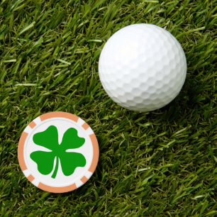 Marqueurs de balle de golf en jeton de poker trèfl