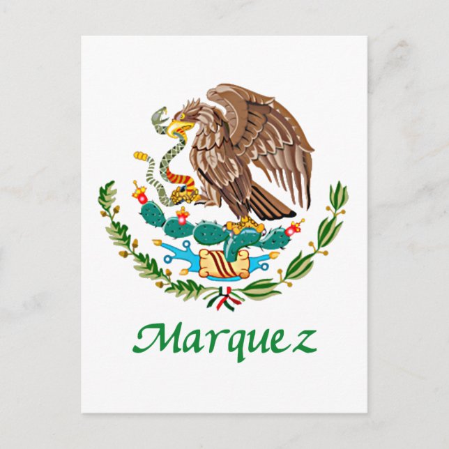 Marquez Mexicanisches nationales Siegel Postkarte (Vorderseite)