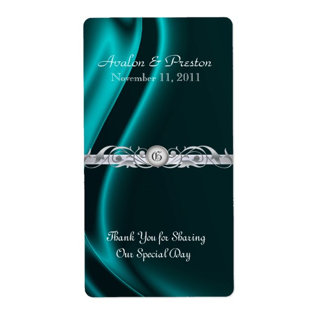 Marquis Aquamarin Seide Silber Scroll Weine Hochze (Vorne)