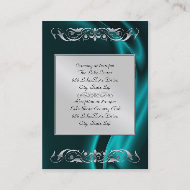 Marquis-aquamarine Silk silberne Visitenkarte (Vorderseite)