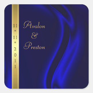 Marquis Blue Silk Gold Save the Date Aufkleber