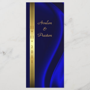 Marquis Blue Silk Gold Wedding Program Programm