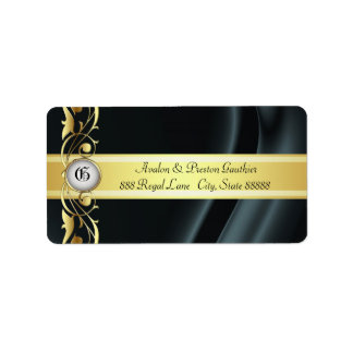 Marquis Étiquettes de adresse Noir & Or en Soie