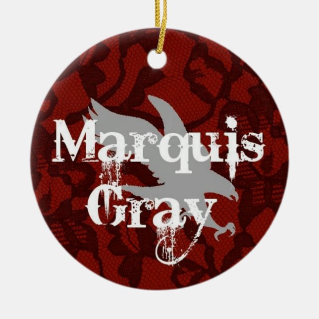 Marquis-graue Weihnachtsverzierung Keramikornament (Vorne)