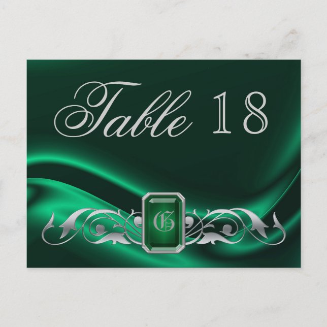 Marquis Green Jewel Numéro de table Carte postale (Devant)