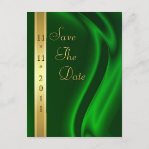 Marquis Green Silk Save the Date Postcard Ankündigungspostkarte