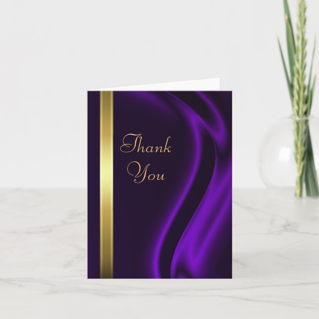 Marquis Lila Seide Gold Vielen Dank Notecard Dankeskarte (Vorderseite)