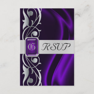 Marquis-lila Silk silbernes Rolle-Perlen-uAwg RSVP Karte