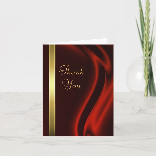 Marquis Red Silk Gold Vielen Dank Notecard Dankeskarte (Vorderseite)