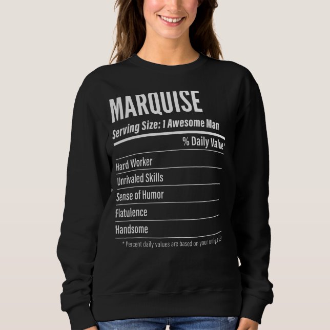 Marquise Serving Size Nutrition Label Kalorien Sweatshirt (Vorderseite)