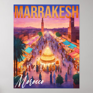 Marrakech Marokko Jahrgang Reisen Tourismus Souven Poster