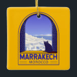 Marrakech Marokko Kat Retro Keramikornament<br><div class="desc">Marrakech Retro-Design im Retro-Stil.</div>