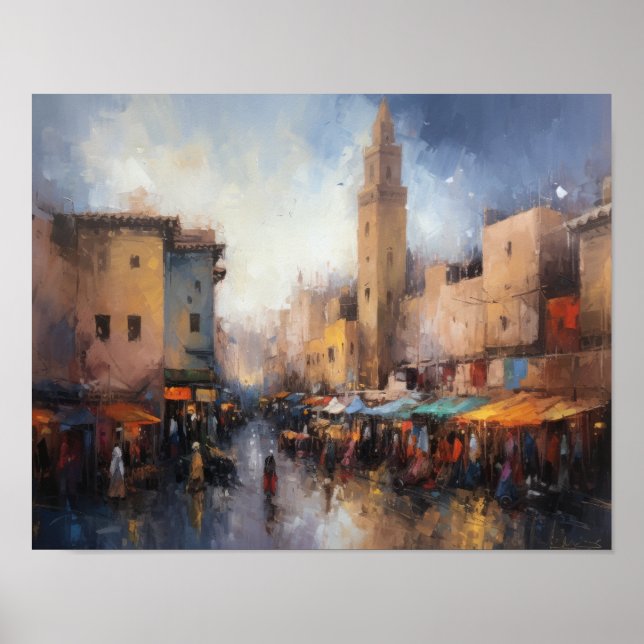 Marrakech Marokko Malerei Art Print Poster (Vorne)