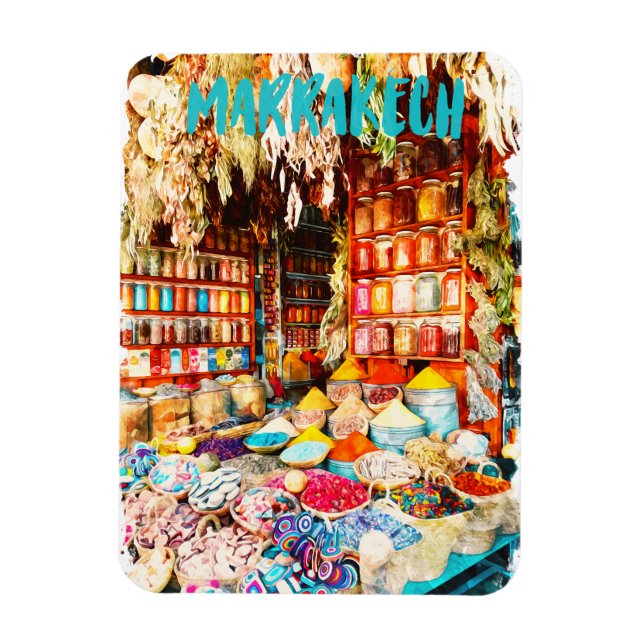 Marrakech Marokko Markt Bazaar Magnet (Vertikal)