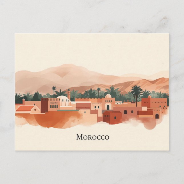 Marrakech, Marokko Minimalistischer Boho-Reise Postkarte (Vorderseite)
