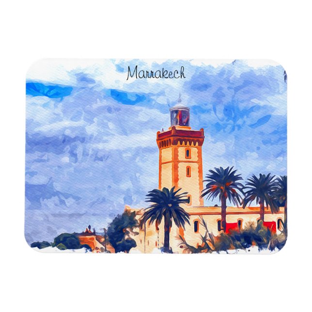 Marrakech Marokko Moschee Reise Magnet (Horizontal)