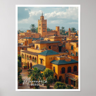 Marrakech Marokko Stadtrundgang schöner Ort Poster