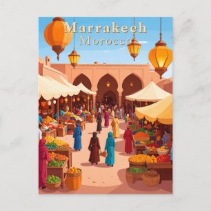 Marrakech Marokko Vintage-Markt-Reise Postkarte