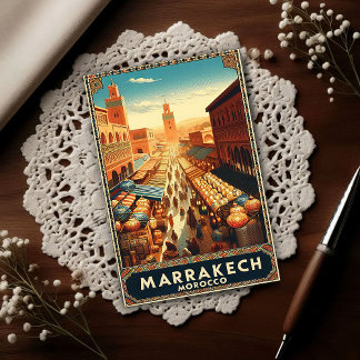 Marrakech Marokko Vintage-Markt-Reise Postkarte