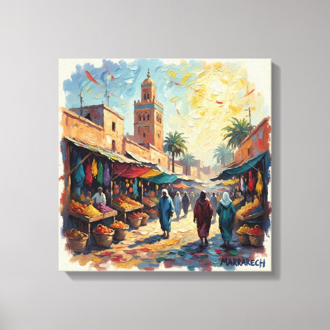 Marrakech Medina Marketplace Stretched Canvas Leinwanddruck (Vorderseite)
