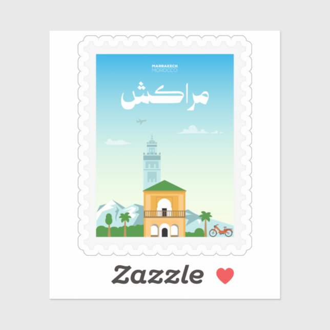 Marrakech Morocco Postage Stamp Travel Aufkleber (Blatt)