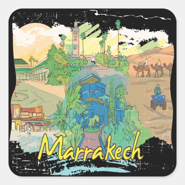 Marrakech Quadratischer Aufkleber (Vorderseite)