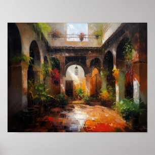 Marrakech Riad Maroc Peinture Art Imprimer Poster