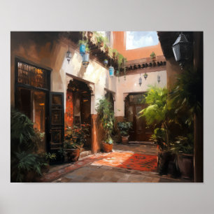 Marrakech Riad Maroc Peinture Art Imprimer Poster