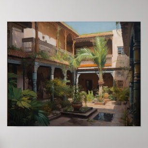 Marrakech Riad Maroc Peinture Art Imprimer Poster