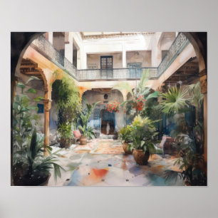 Marrakech Riad Marokko Malerei Art Print Poster