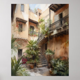 Marrakech Riad Marokko Malerei Art Print Poster