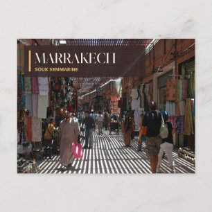 Marrakech Souk Semmarine im gestreiften Sonnenlich Postkarte