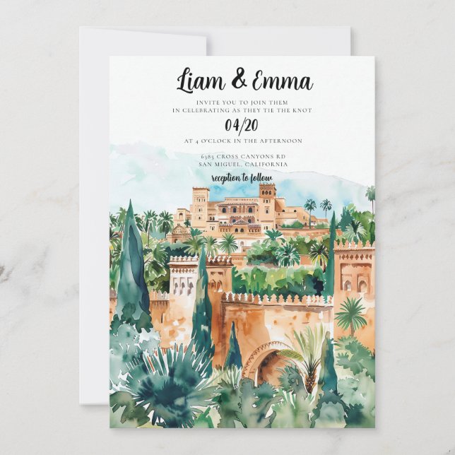 Marrakech Wedding Einladung Hochzeit in Urlaubsort (Vorderseite)