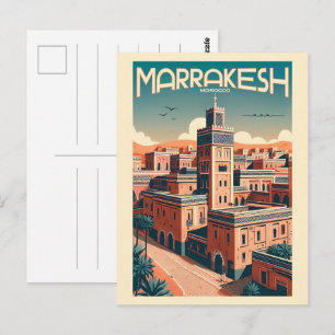 Marrakesch Altstadt-Skyline mit Moschee-Geschenken Postkarte