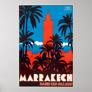 Marrakesch-Druck marokkanische Kunst Marokko-Reise Poster