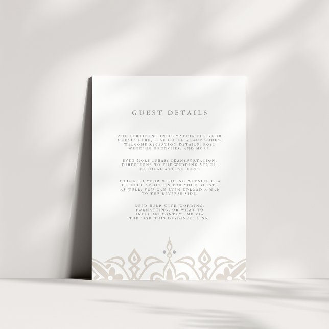 Marrakesch Guest Details Card | Linen Greige Begleitkarte (Von Creator hochgeladen)