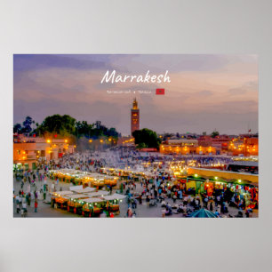 Marrakesch, Marokko - Djemaa el Fnaa-Platz Poster