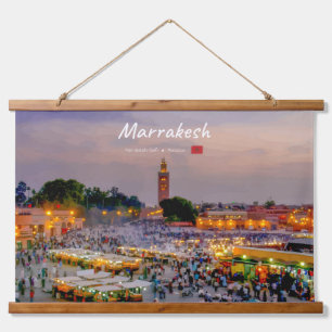 Marrakesch, Marokko - Jemaa el Fnaa Platz Wandteppich Mit Holzrahmen
