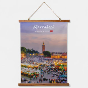 Marrakesch, Marokko - Jemaa el Fnaa Platz Wandteppich Mit Holzrahmen