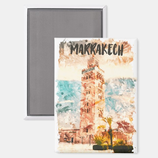 Marrakesch Marokko Koutoubia Moschee Magnet (Vorderseite/Rückseite)