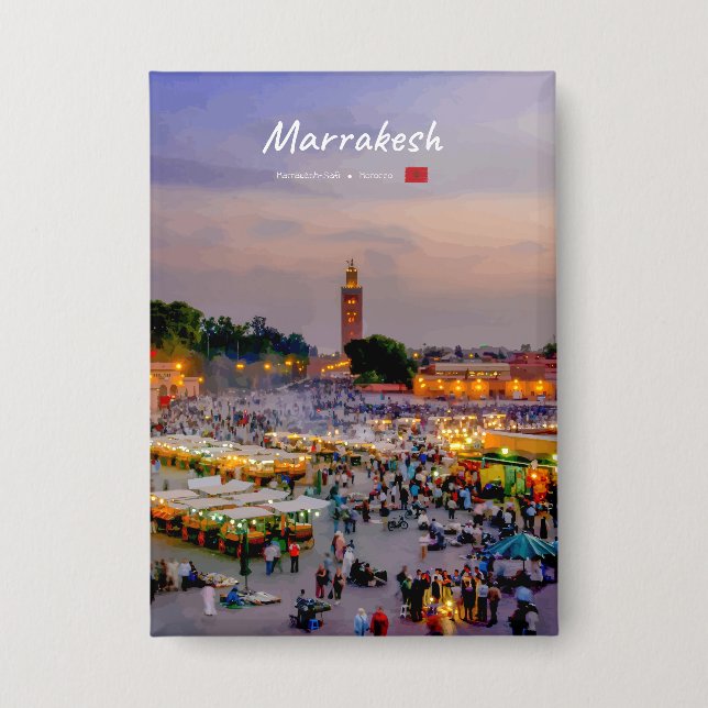 Marrakesch, Marokko - Platz Jemaa el Fnaa Button (Vorderseite)