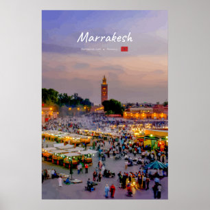 Marrakesch, Marokko - Platz Jemaa el-Fnaa Poster