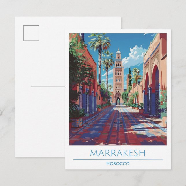 Marrakesch Marokko Reisen Postkarte (Vorne/Hinten)