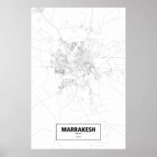 Marrakesch, Marokko (schwarz auf weiß) Poster