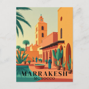 Marrakesch Marokko Vintage Travel Postkarte