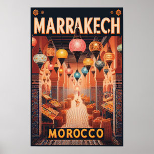 Marrakesch Marokko Vintages Marktplaner Poster