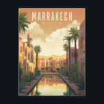 Marrakesch - Poster - Poster Postkarte<br><div class="desc">Reiseplakat: Marrakesch,  ehemalige Kaiserstadt im Westen Marokkos,  und ein großes Wirtschaftszentrum mit Moscheen,  Palästen und Gärten.</div>