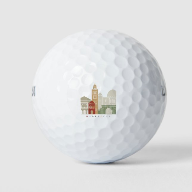 Marrakesch-Skyline-Plakat Golfball (Vorderseite)