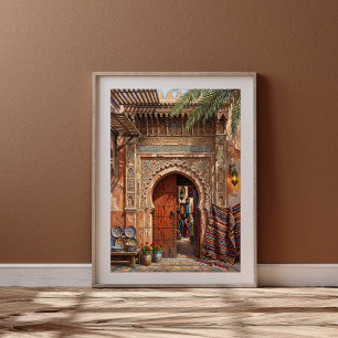 Marrakesch Souk Marktplatz Marokkanische Tür Kunst Poster