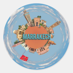 Marrakesch Stadt kleiner Planet Marokko Architektu Runder Aufkleber